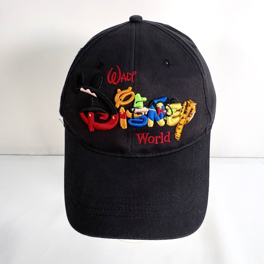 Disney Hat Walt Disney World Black Vintage 90s Embroidered Snapback Cap